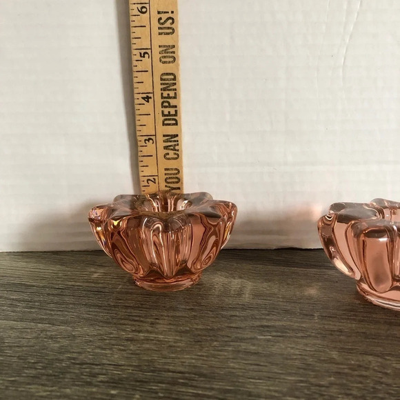 Vtg Pink Glass Candlestick  Holders - Picture 9 of 11